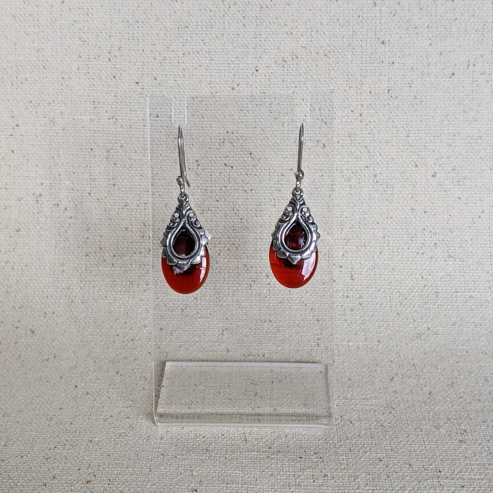 Carnelian sterling silver earrings
